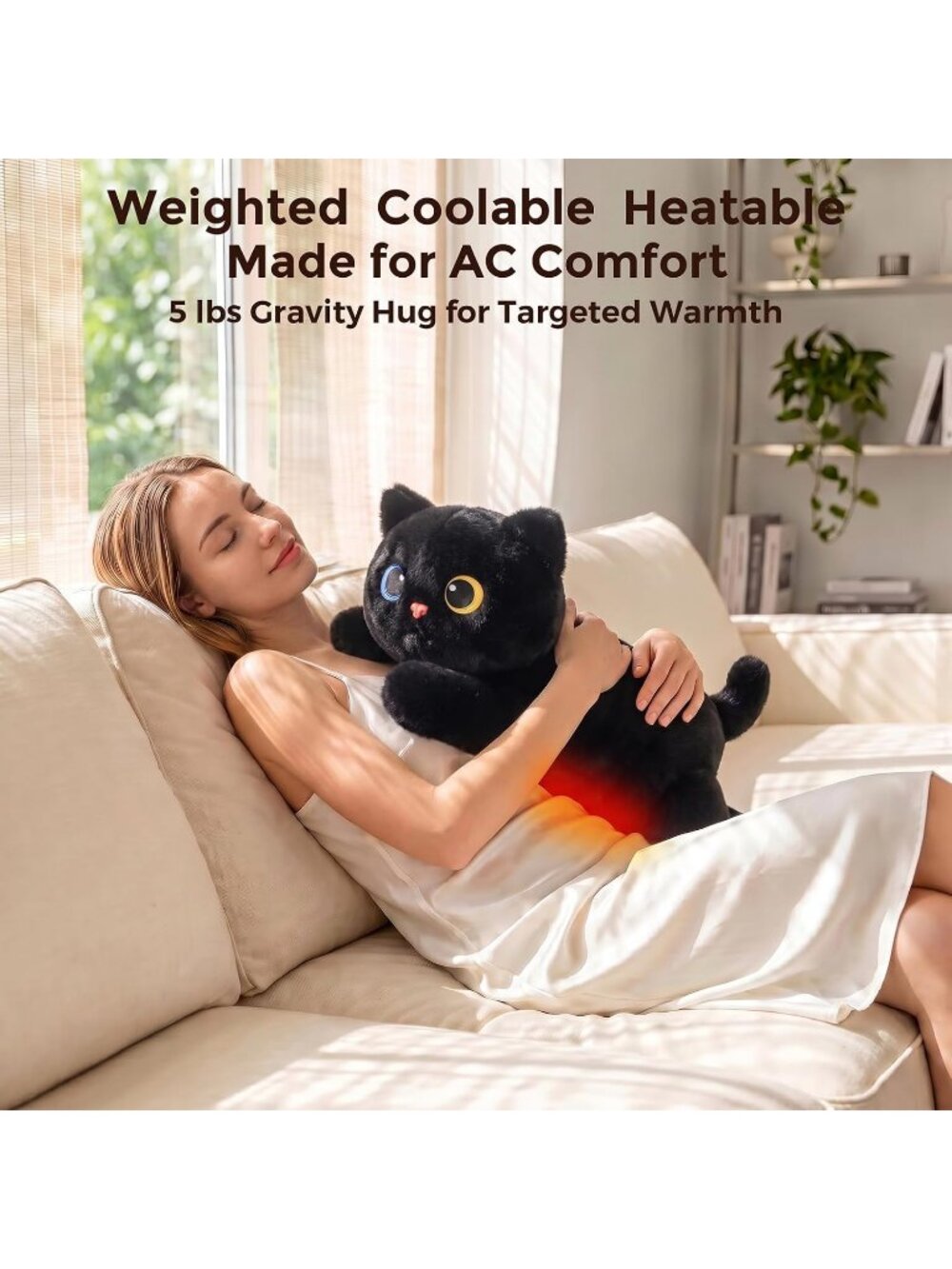 Black Cat Weighted Plush 2-5 Lbs 23" Microwavable Heatable Coolable Toy - Picture 2 of 6